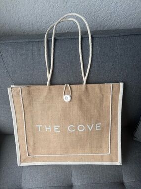 The Cove Natural Jute Beach Tote Beige 18"x14"